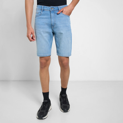 SF Jeans by Pantaloons Solid Men Blue Basic Shorts
