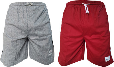 adibaba Striped Men Silver, Red Bermuda Shorts