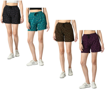 KAVYA Printed Women Multicolor Regular Shorts
