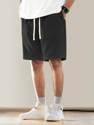 Paralians Solid Men Black Basic Shorts