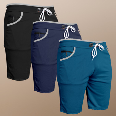 WeReKo Solid Men Black, Dark Blue, Light Blue Casual Shorts