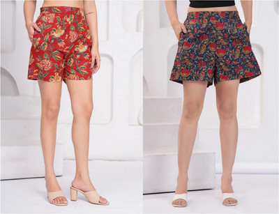 Aanvikurti Printed Women Multicolor Regular Shorts