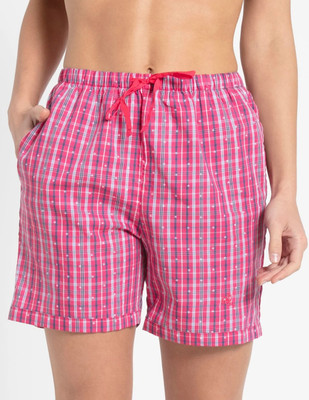 JOCKEY Checkered Women Pink Boxer Shorts