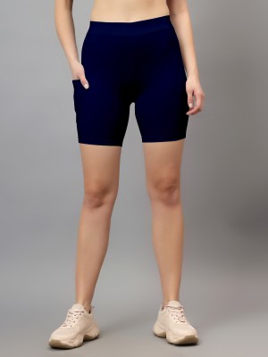 DIAZ Solid Women Blue Cycling Shorts