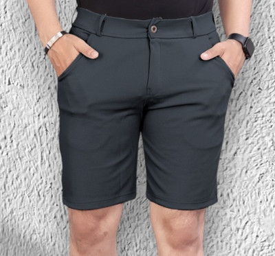 INDICLUB Self Design Men Grey Regular Shorts