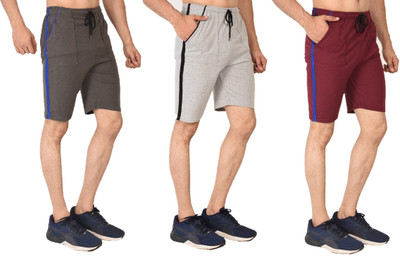 HouseOfCommon Solid Men Brown, Red, Grey Sports Shorts