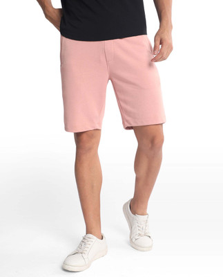 RARE RABBIT Solid Men Pink Regular Shorts