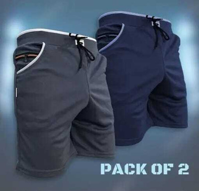 Zeroyaa Solid Men Grey Regular Shorts