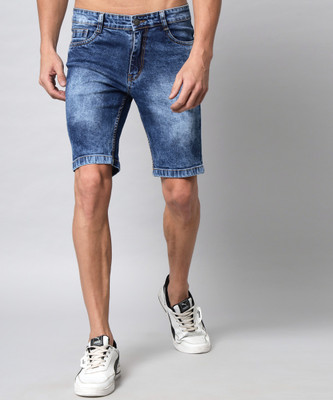 STUDIO NEXX Distressed, Dyed/Washed Men Blue Denim Shorts