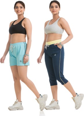 STYLE AK Solid Women Light Blue, Blue Regular Shorts