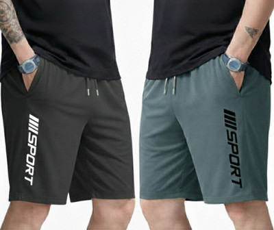 SPORT Printed Men Dark Grey, Green Sports Shorts