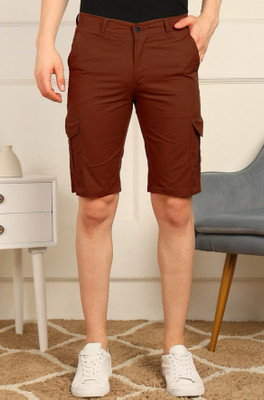 FUBAR Solid Men Brown Cargo Shorts