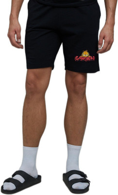 Celio Graphic Print Men Black Basic Shorts