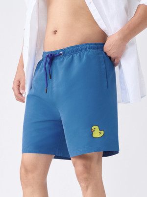 The Souled Store Embroidered Men Blue Swim Shorts