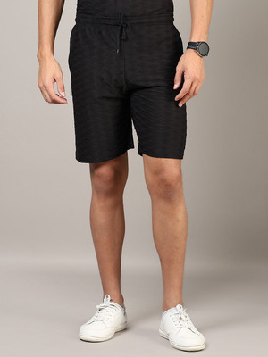 V-MART Self Design Men Black Casual Shorts