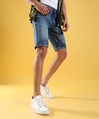 CAMPUS SUTRA Solid Men Denim Blue Denim Shorts