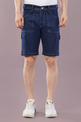 NIVASU Solid Men Denim Dark Blue Denim Shorts