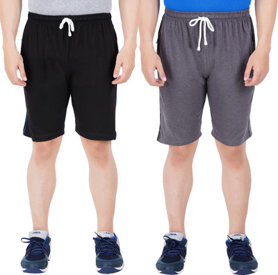 Guide Solid Men Black, Grey Regular Shorts