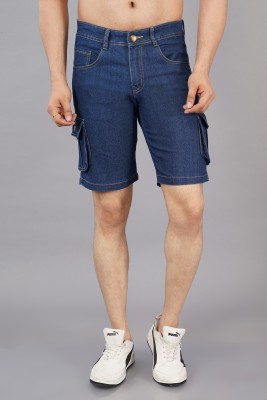 NIVASU Solid Men Denim Dark Blue Denim Shorts