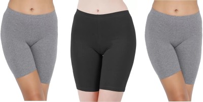 arLa APPAREL Solid Women Grey, Black Cycling Shorts