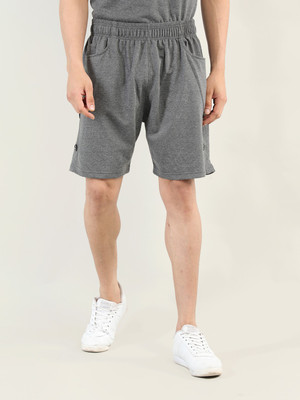 CHKOKKO Solid Men Grey Regular Shorts