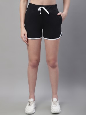 Rute Solid Women Black Casual Shorts