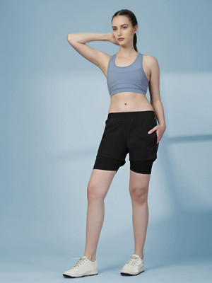 METRONAUT Color Block Women Green Running Shorts