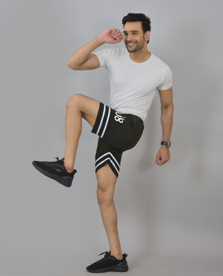 UNDERLOOP Self Design Men Black Gym Shorts