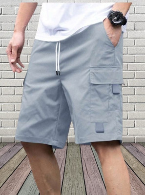 Blue dove Solid Men Grey Cargo Shorts