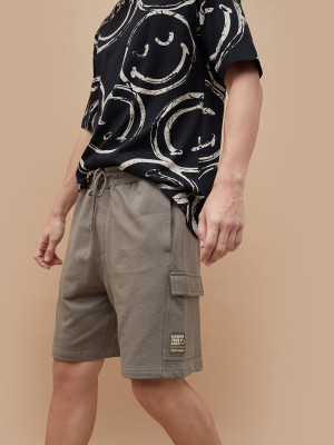 SmileyWorld Printed Men Brown Basic Shorts