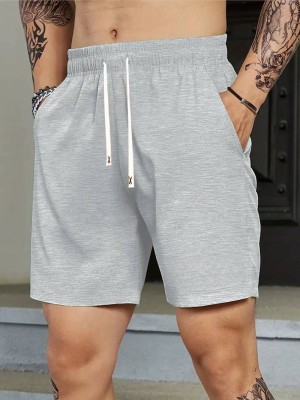 watto Solid Men Grey Sports Shorts