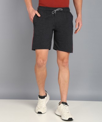 XFOX Solid Men Dark Grey Casual Shorts