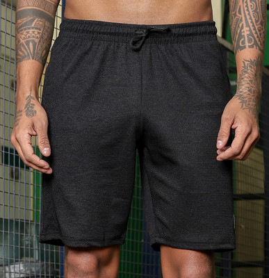 sti Solid Men Black Basic Shorts