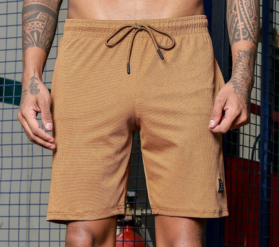 sti Solid Men Beige Basic Shorts