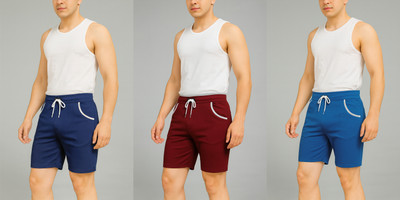WeReKo Self Design Men Maroon, Blue, Light Blue Regular Shorts