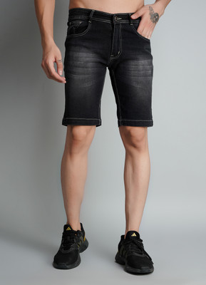 Wanted Solid Men Denim Grey Basic Shorts