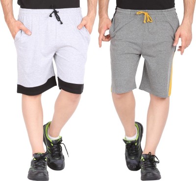 Trendolo Color Block Men Dark Grey, Grey Basic Shorts