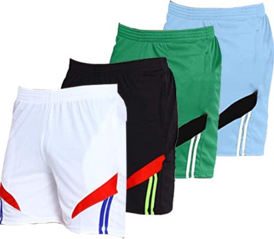 OORA Striped Men White, Black, Green, Light Blue Sports Shorts