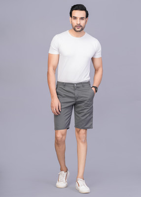 Librazo Solid Men Grey Regular Shorts