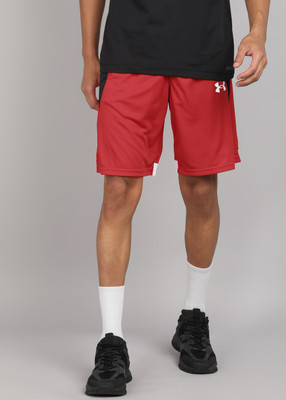 UNDER ARMOUR Color Block Men Black, Red Sports Shorts