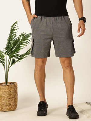 Thomas Scott Solid Men Grey Cargo Shorts