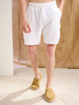 MASCLN SASSAFRAS Solid Men White Casual Shorts