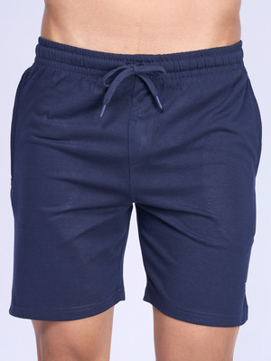 Ramraj Cotton Solid Men Dark Blue Regular Shorts