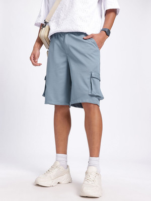 Glitchez Solid Men Grey Regular Shorts