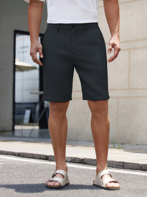 RIDHUDEE Solid Men Dark Grey Casual Shorts