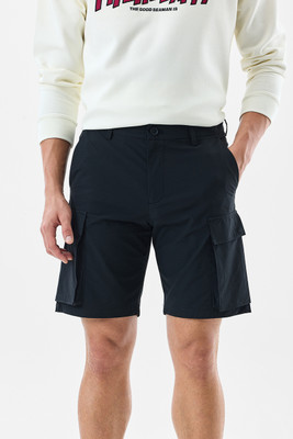 Snitch Solid Men Black Cargo Shorts