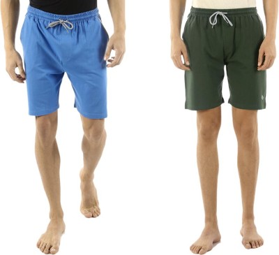 Almo Solid Men Blue, Green Night Shorts