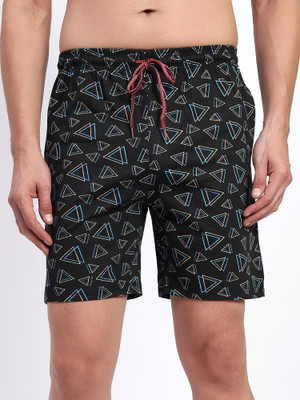 TT Printed Men Black Basic Shorts