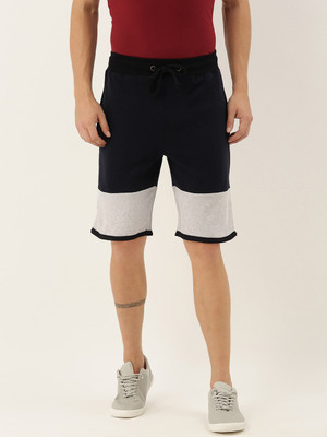 HouseOfCommon Solid Men Dark Blue Casual Shorts
