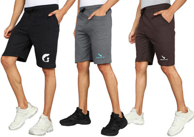 GYRFALCON Self Design Men Dark Grey, Grey, Brown Regular Shorts